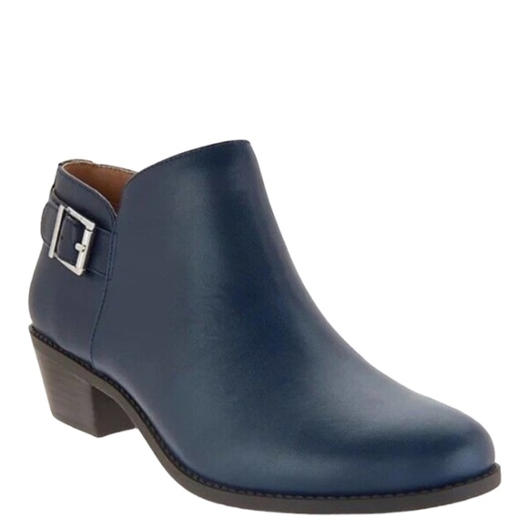Vionic Shoes - Vionic Millie Navy Leather Embellished Ankle Boots Size 7
